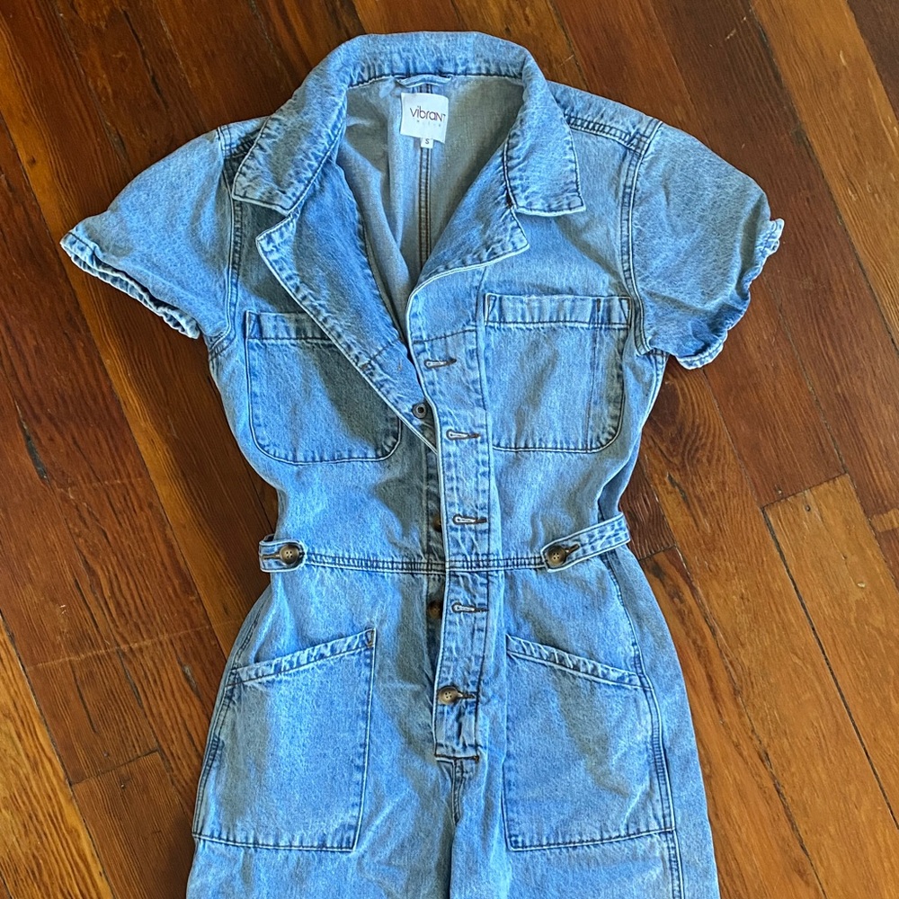 Denim Button-Up Jumpsuit